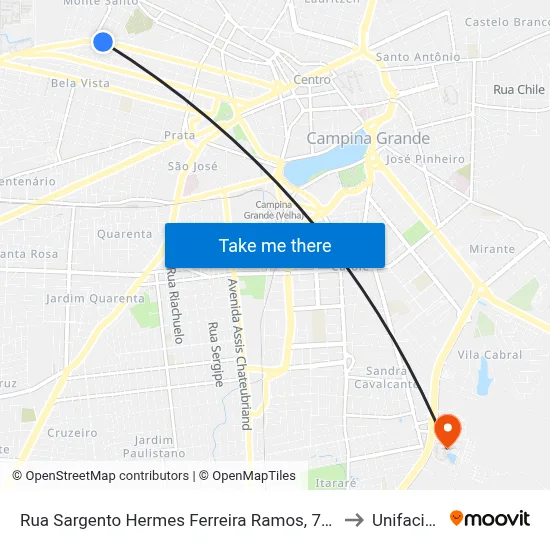 Rua Sargento Hermes Ferreira Ramos, 764 to Unifacisa map