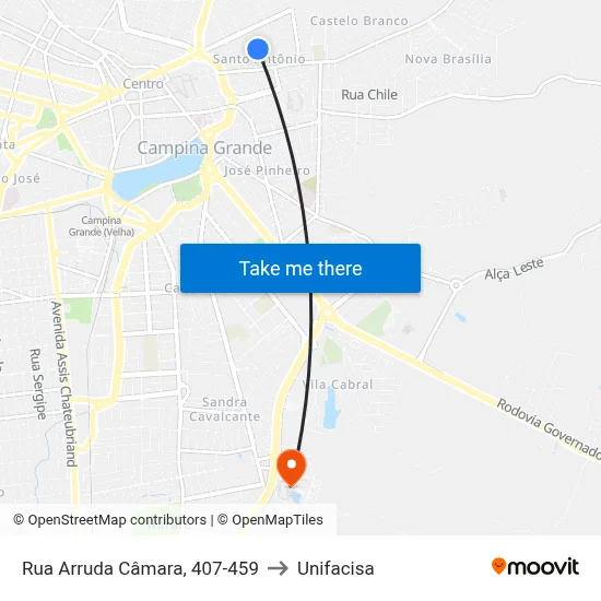 Rua Arruda Câmara, 407-459 to Unifacisa map