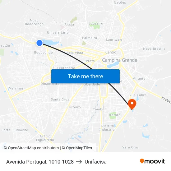 Avenida Portugal, 1010-1028 to Unifacisa map