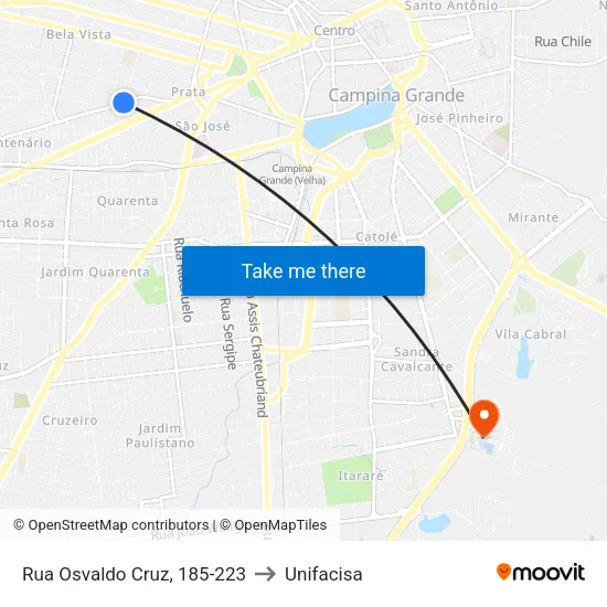 Rua Osvaldo Cruz, 185-223 to Unifacisa map