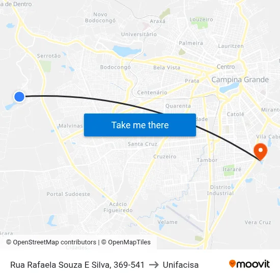 Rua Rafaela Souza E Silva, 369-541 to Unifacisa map