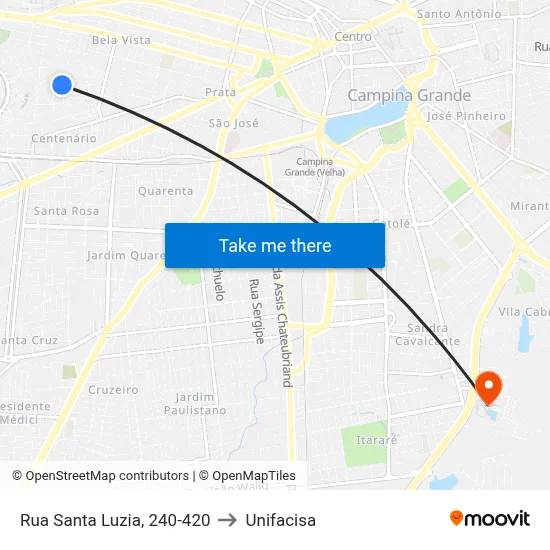 Rua Santa Luzia, 240-420 to Unifacisa map