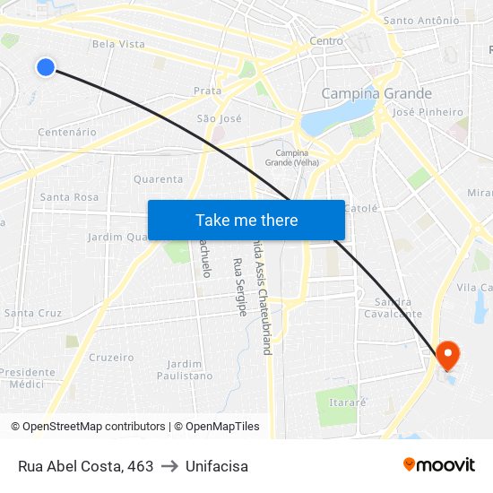 Rua Abel Costa, 463 to Unifacisa map