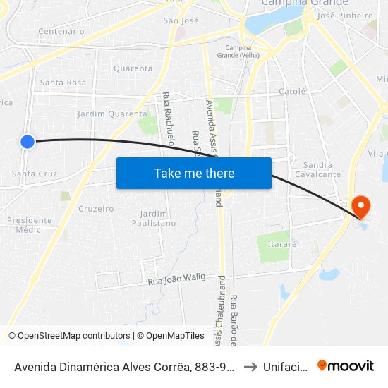 Avenida Dinamérica Alves Corrêa, 883-917 to Unifacisa map