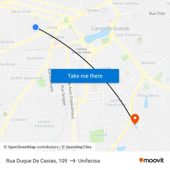 Rua Duque De Caxias, 109 to Unifacisa map