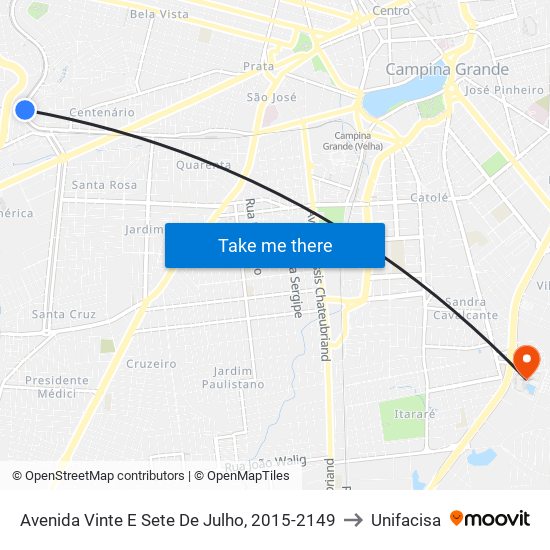 Avenida Vinte E Sete De Julho, 2015-2149 to Unifacisa map