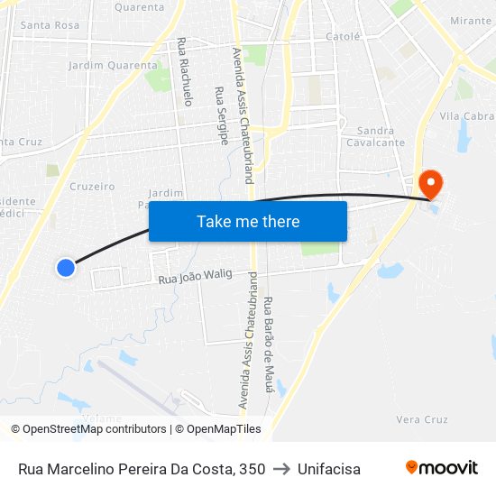 Rua Marcelino Pereira Da Costa, 350 to Unifacisa map