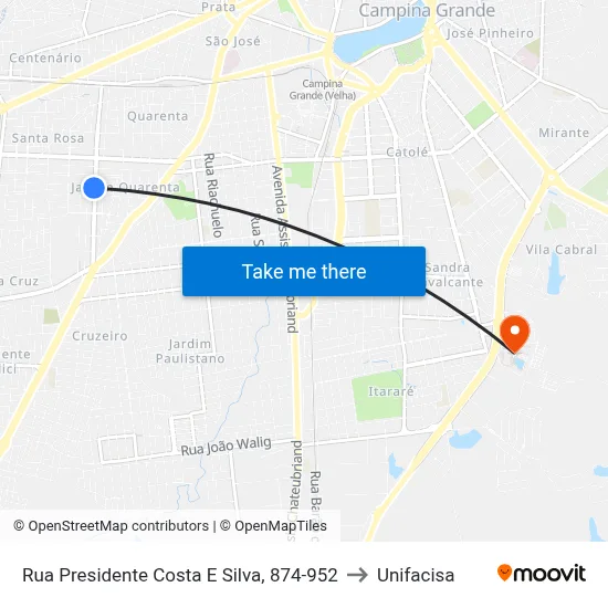 Rua Presidente Costa E Silva, 874-952 to Unifacisa map