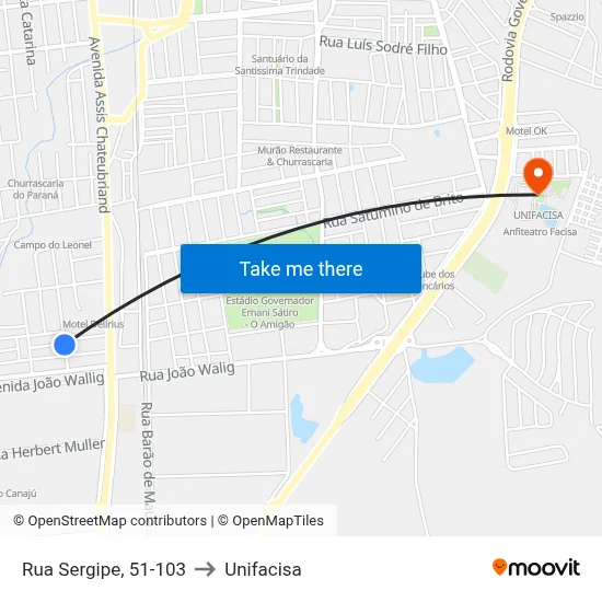 Rua Sergipe, 51-103 to Unifacisa map