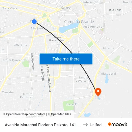 Avenida Marechal Floriano Peixoto, 141-299 to Unifacisa map
