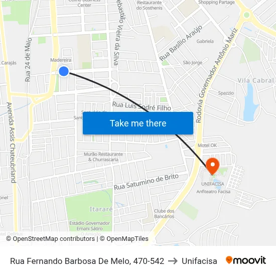 Rua Fernando Barbosa De Melo, 470-542 to Unifacisa map