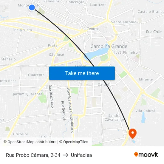 Rua Probo Câmara, 2-34 to Unifacisa map