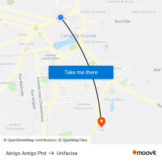 Abrigo Antigo Phd to Unifacisa map