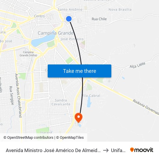 Avenida Ministro José Américo De Almeida, 101-119 to Unifacisa map