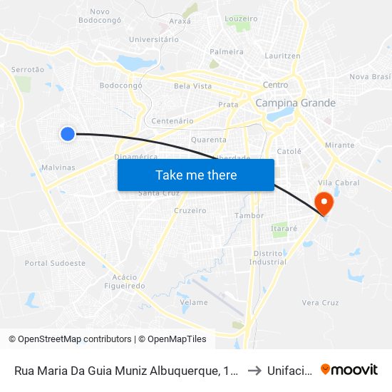 Rua Maria Da Guia Muniz Albuquerque, 1090 to Unifacisa map