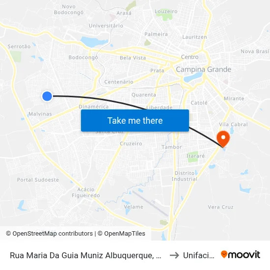 Rua Maria Da Guia Muniz Albuquerque, 820 to Unifacisa map
