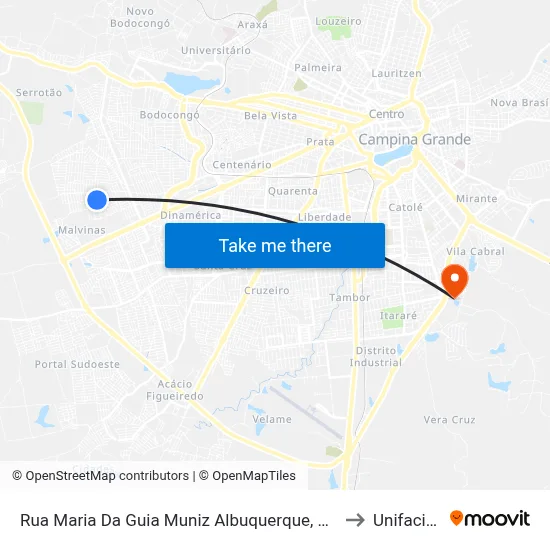 Rua Maria Da Guia Muniz Albuquerque, 700 to Unifacisa map