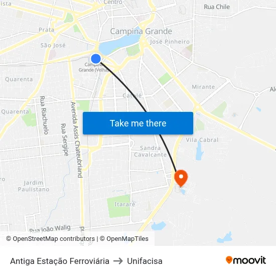 Antiga Estação Ferroviária to Unifacisa map