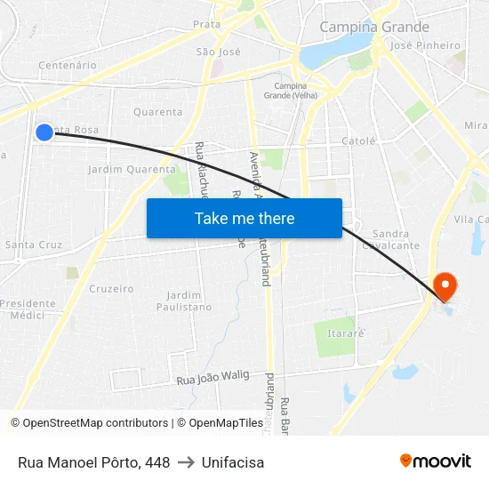 Rua Manoel Pôrto, 448 to Unifacisa map