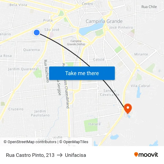 Rua Castro Pinto, 213 to Unifacisa map