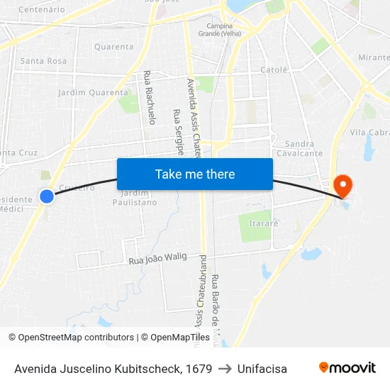 Avenida Juscelino Kubitscheck, 1679 to Unifacisa map