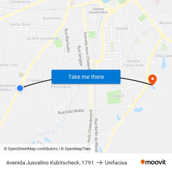 Avenida Juscelino Kubitscheck, 1791 to Unifacisa map