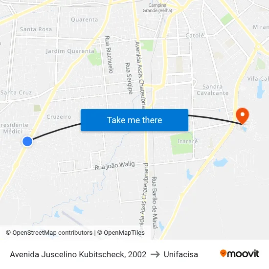 Avenida Juscelino Kubitscheck, 2002 to Unifacisa map
