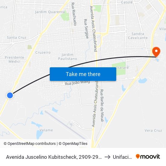 Avenida Juscelino Kubitscheck, 2909-2971 to Unifacisa map