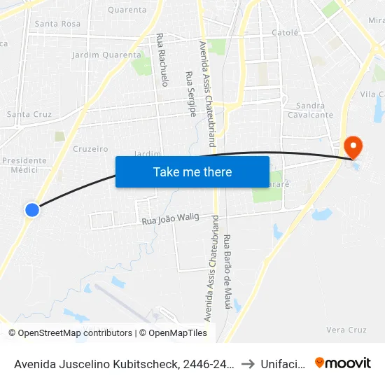 Avenida Juscelino Kubitscheck, 2446-2492 to Unifacisa map