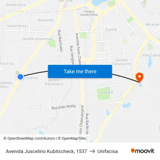 Avenida Juscelino Kubitscheck, 1537 to Unifacisa map