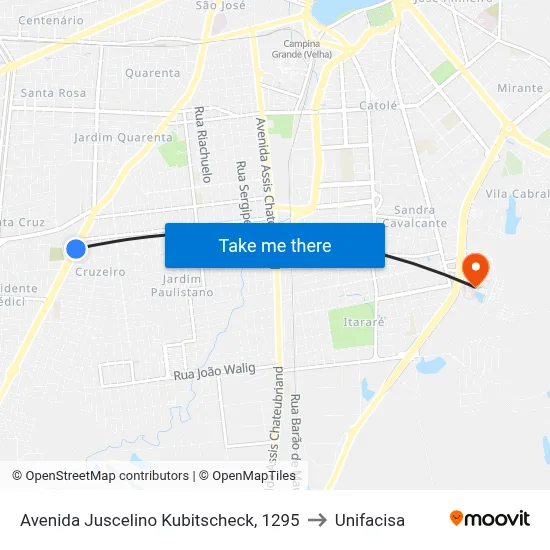 Avenida Juscelino Kubitscheck, 1295 to Unifacisa map