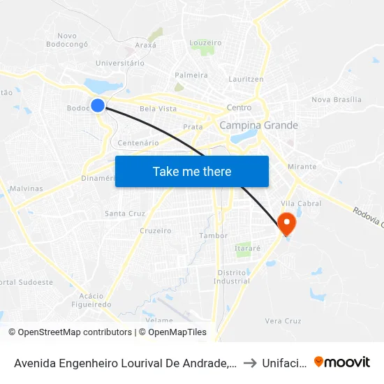 Avenida Engenheiro Lourival De Andrade, 105 to Unifacisa map