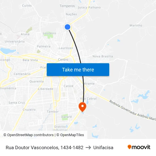 Rua Doutor Vasconcelos, 1434-1482 to Unifacisa map