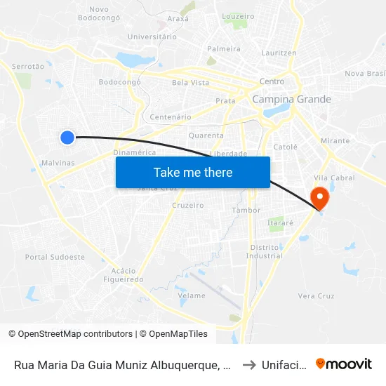 Rua Maria Da Guia Muniz Albuquerque, 849 to Unifacisa map