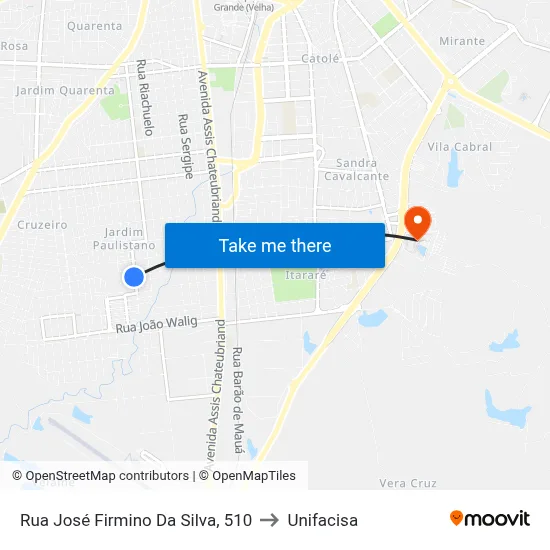Rua José Firmino Da Silva, 510 to Unifacisa map