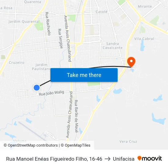 Rua Manoel Enéas Figueiredo Filho, 16-46 to Unifacisa map
