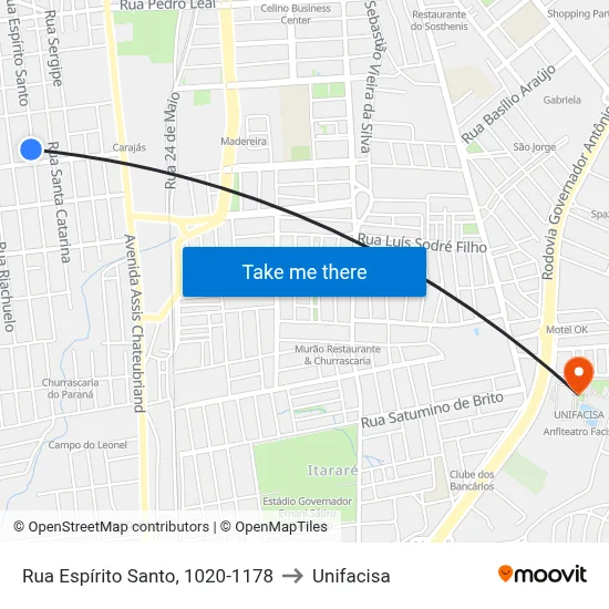 Rua Espírito Santo, 1020-1178 to Unifacisa map