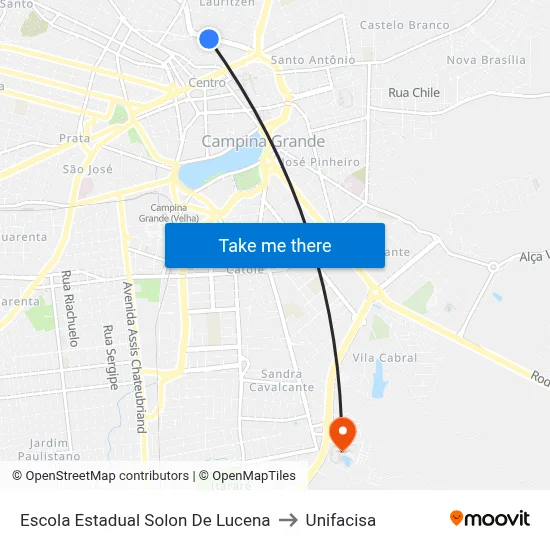 Escola Estadual Solon De Lucena to Unifacisa map