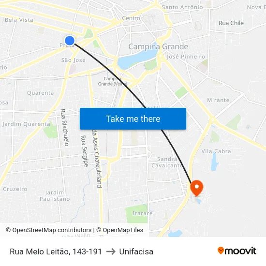 Rua Melo Leitão, 143-191 to Unifacisa map