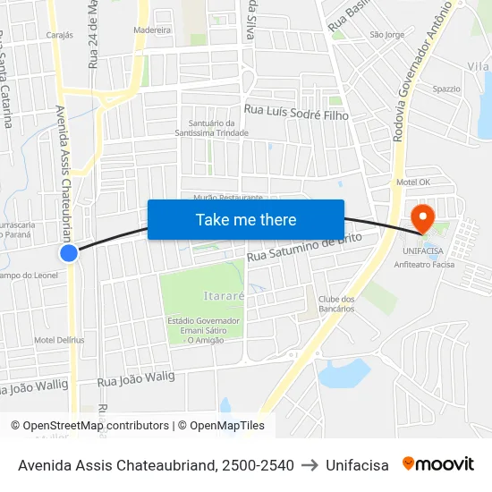 Avenida Assis Chateaubriand, 2500-2540 to Unifacisa map