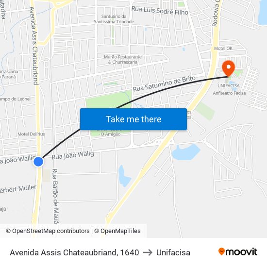 Avenida Assis Chateaubriand, 1640 to Unifacisa map