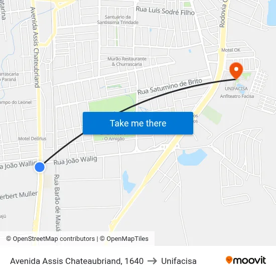 Avenida Assis Chateaubriand, 1640 to Unifacisa map
