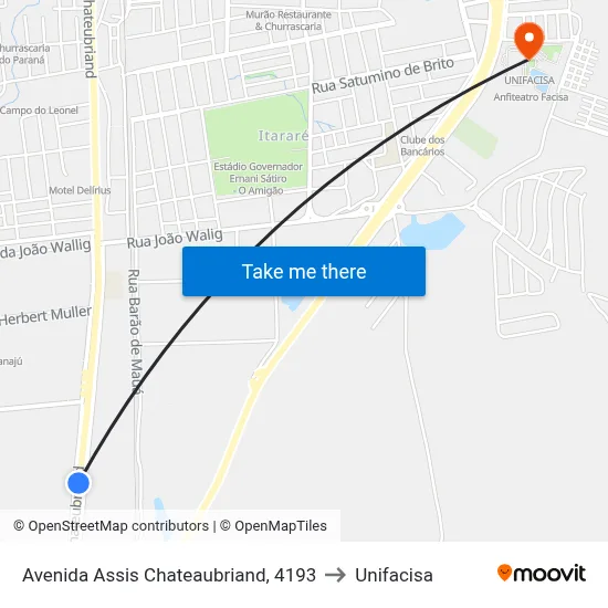 Avenida Assis Chateaubriand, 4193 to Unifacisa map