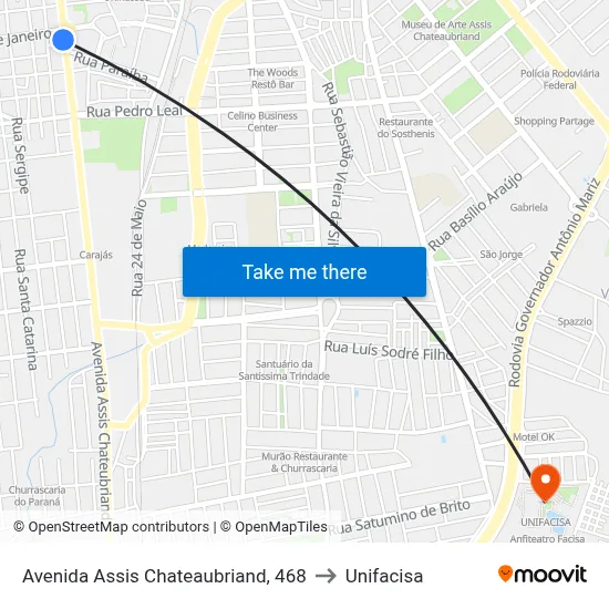 Avenida Assis Chateaubriand, 468 to Unifacisa map