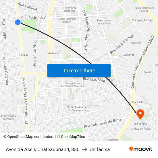 Avenida Assis Chateaubriand, 830 to Unifacisa map