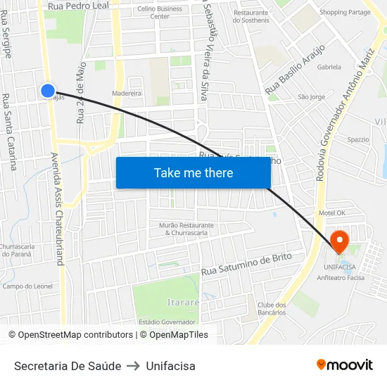 Secretaria De Saúde to Unifacisa map