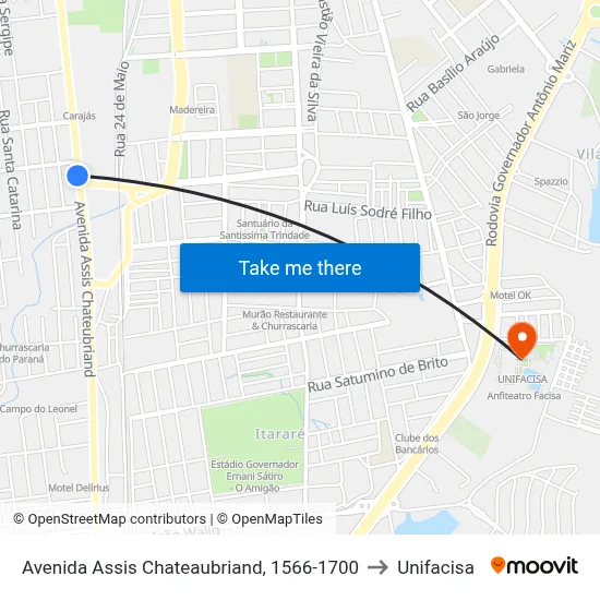 Avenida Assis Chateaubriand, 1566-1700 to Unifacisa map