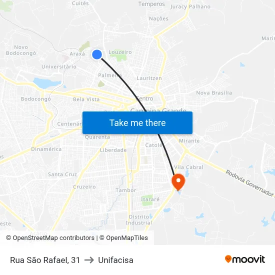 Rua São Rafael, 31 to Unifacisa map