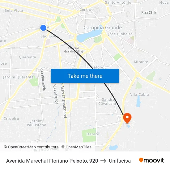 Avenida Marechal Floriano Peixoto, 920 to Unifacisa map