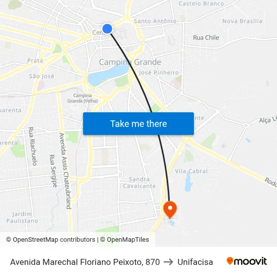 Avenida Marechal Floriano Peixoto, 870 to Unifacisa map